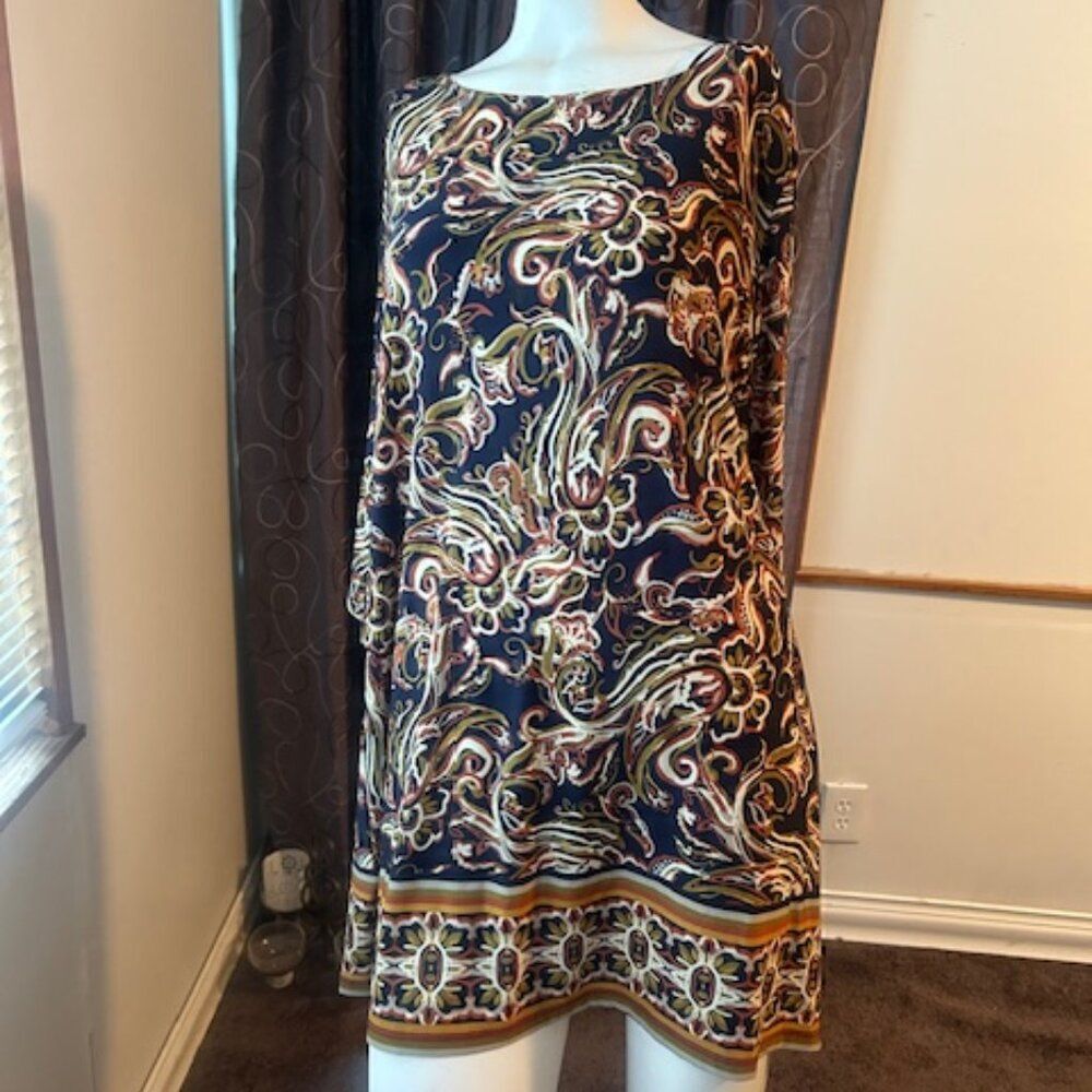 La Vanya Multi-color 3/4 sleeves Paisley dress, size 1X